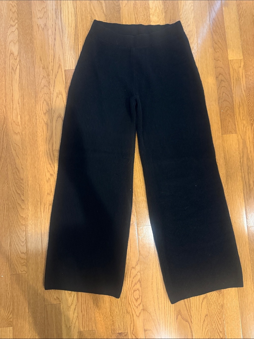 GAP Black Ribbed Wide-Leg Knit Pants